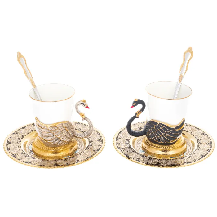 Кофейный набор "Лебеди" на 2 персоны, Златоуст