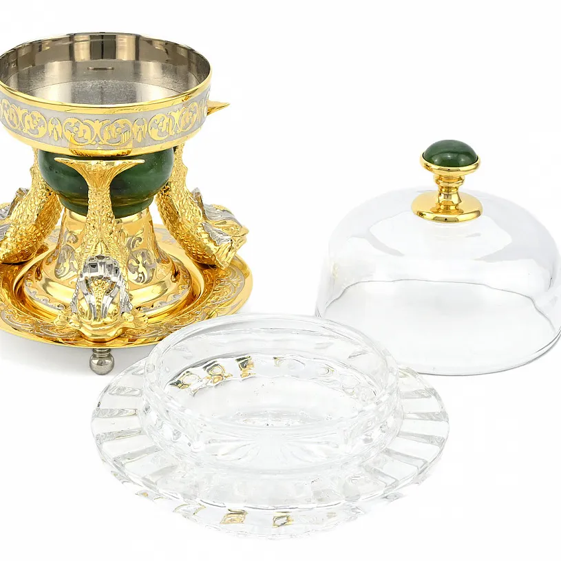 Икорница украшенная "Рыбки" Златоуст