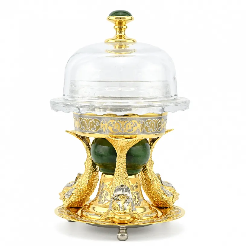 Икорница украшенная "Рыбки" Златоуст