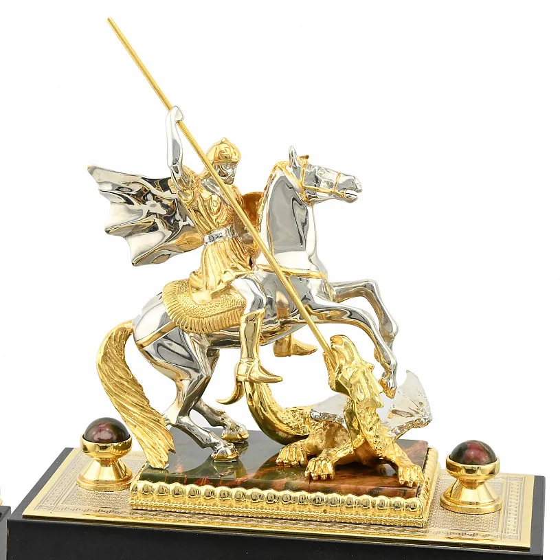 Настольный письменный набор из яшмы "Георгий победоносец" Златоуст