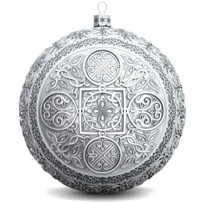 Серебряный елочный шар "Ангелок"