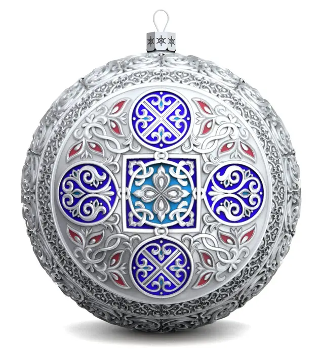 Набор из 3 серебряных ёлочных шаров "Спаситель, Ангелочек и Владимирская Богородица"