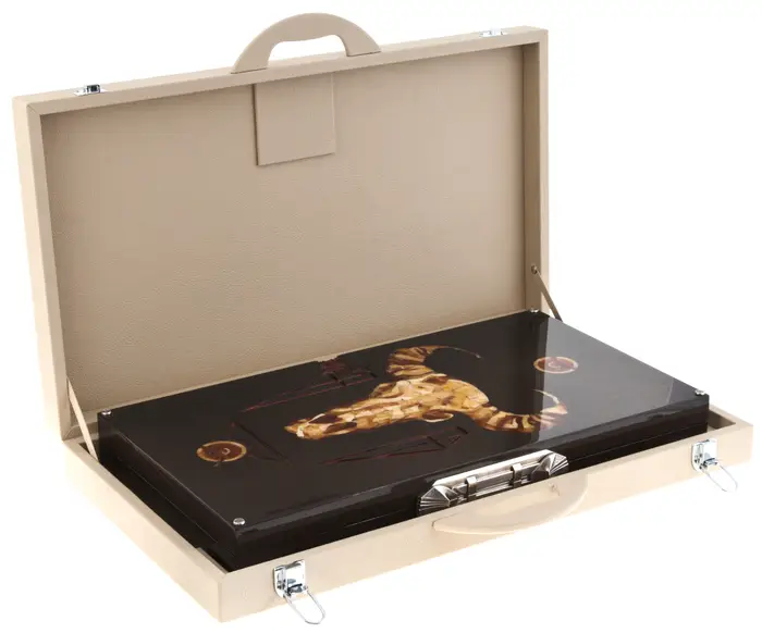 Нарды из моренного дуба и янтаря "Бык"