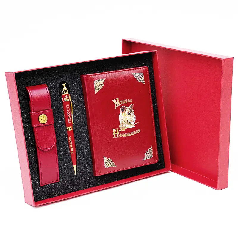 Блокнот с ручкой в футляре "Мудрая начальница"