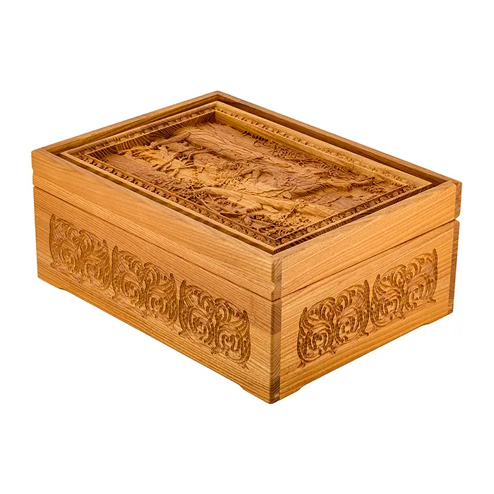 Русское лото в резной шкатулке из ясеня "Иван-царевич на Сером Волке"