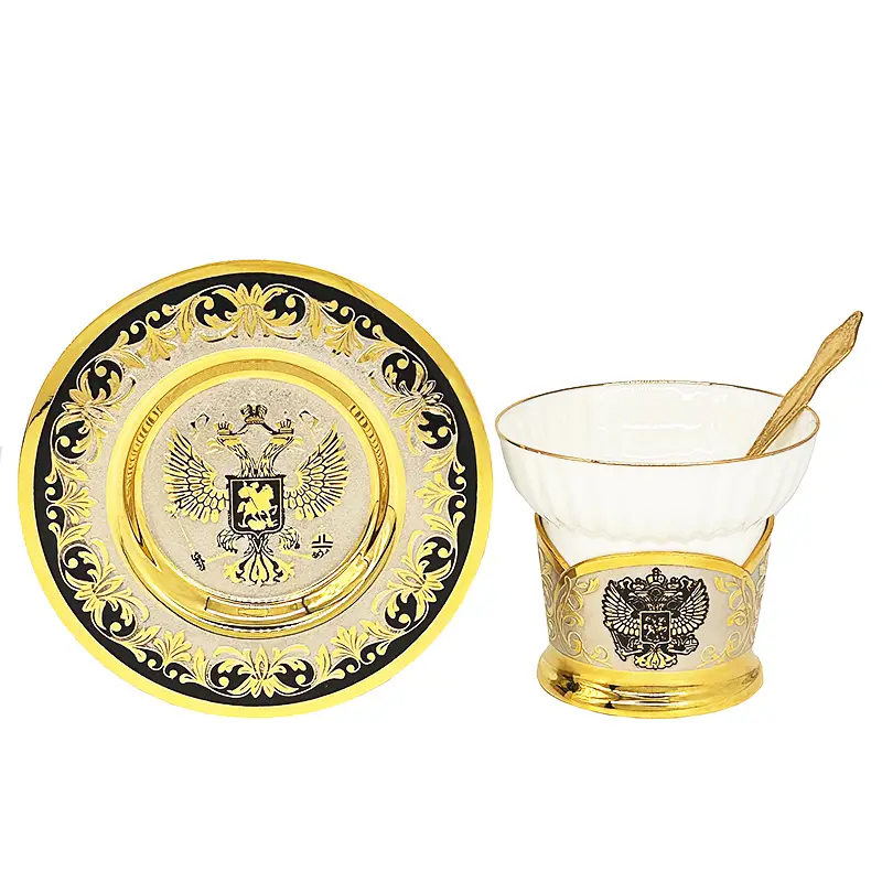 Чайная пара "Герб РФ" Златоуст