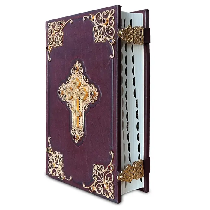 Библия с комментариями, филигранью (золото), гранатами