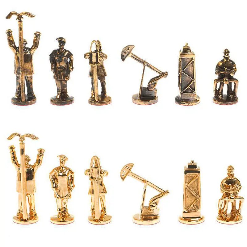 Шахматы из камня с металлическими фигурами "Нефтяники" 