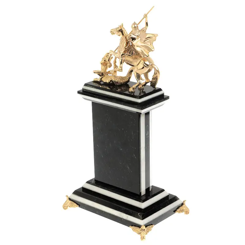 Часы настольные "Георгий Победоносец" из мрамора