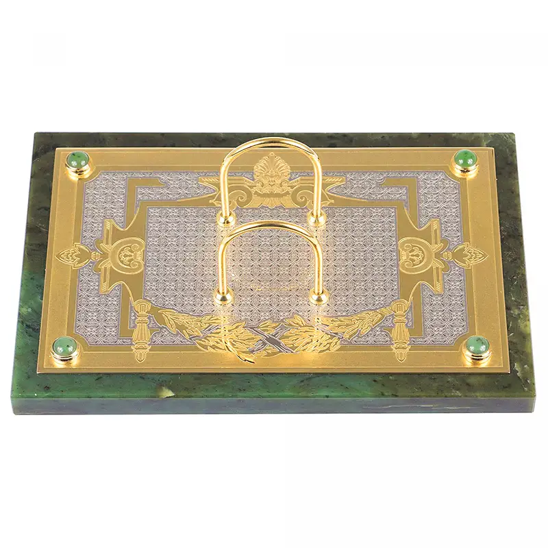 Настольный письменный набор из нефрита "Двуглавый орел" Златоуст