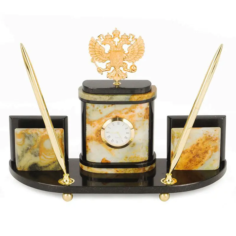 Настольный набор из натурального камня "Герб России"