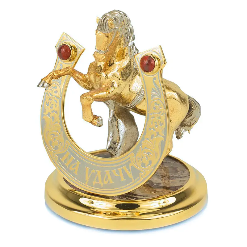 Конь с подковой "На удачу" яшма