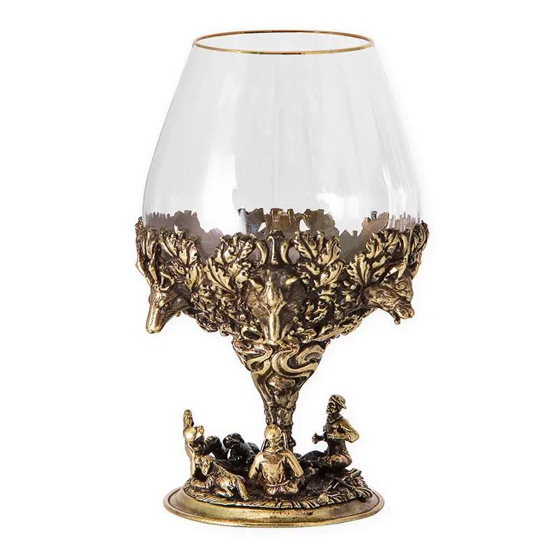 Набор из 6-ти бокалов для коньяка на подставке "Охота" 