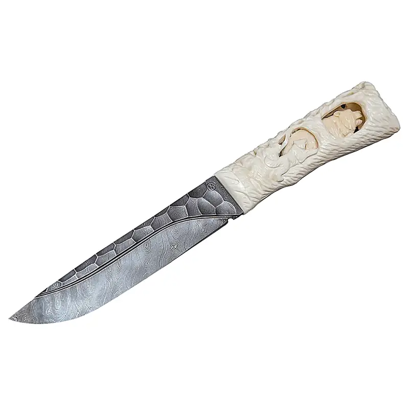 Нож из дамасской стали "Охота на медведя"