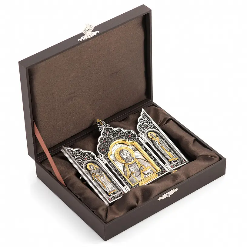 Серебряный складень «Господь Вседержитель» в позолоте