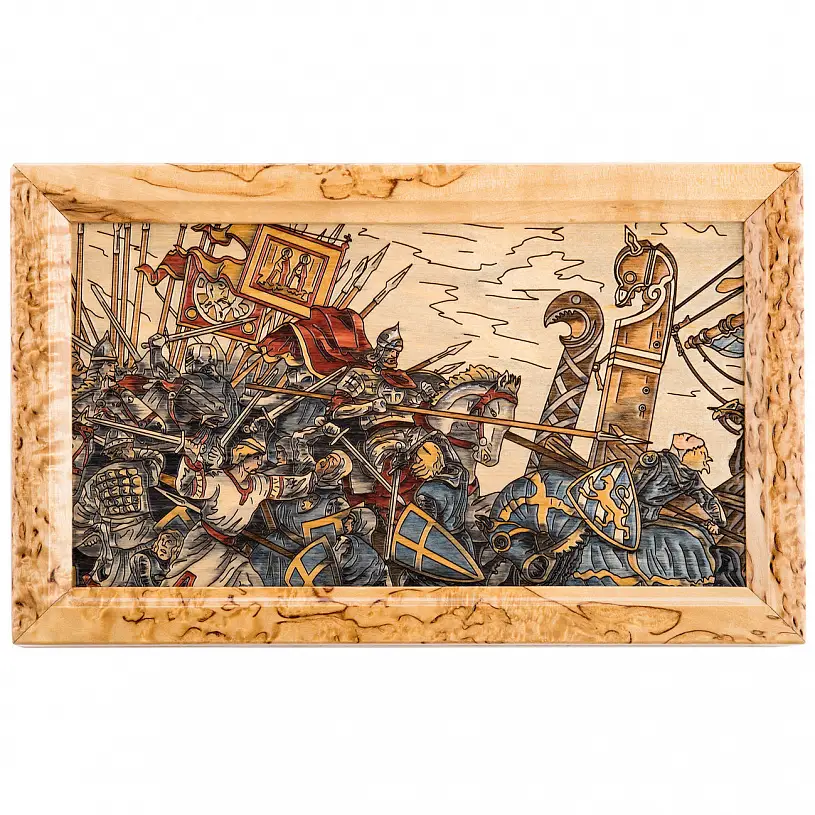 Домино из серебра и карельской березы «Невская битва»