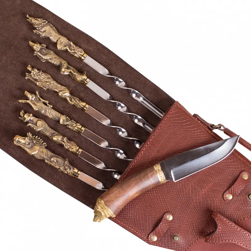 Набор подарочный в колчане из натуральной кожи "Медведь"