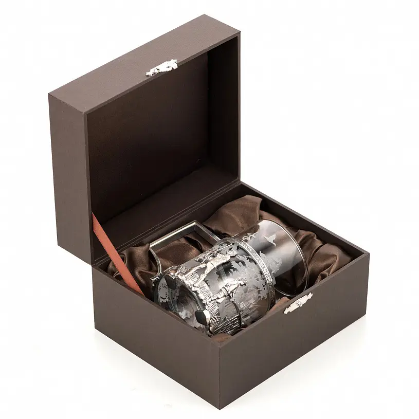 Серебряный подстаканник "Рыбалка"