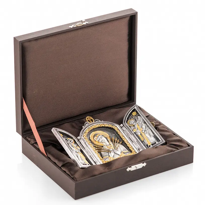 Серебряный складень «Семистрельная икона Божьей Матери»