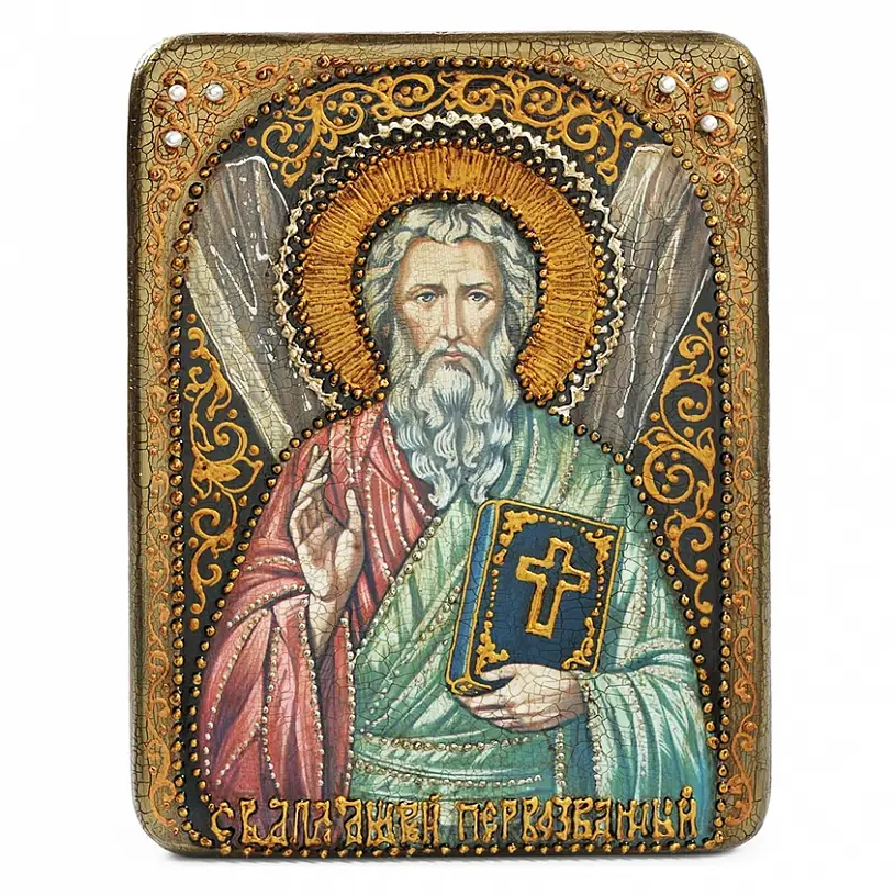 Подарочная икона "Святой апостол Андрей Первозванный" на мореном дубе