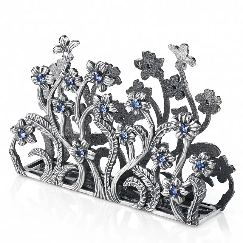 Серебряная салфетница "Незабудки"