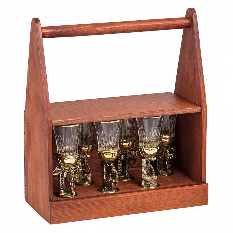 Набор из 6-ти стопок "Строительные" в деревянном ящике для инструментов 