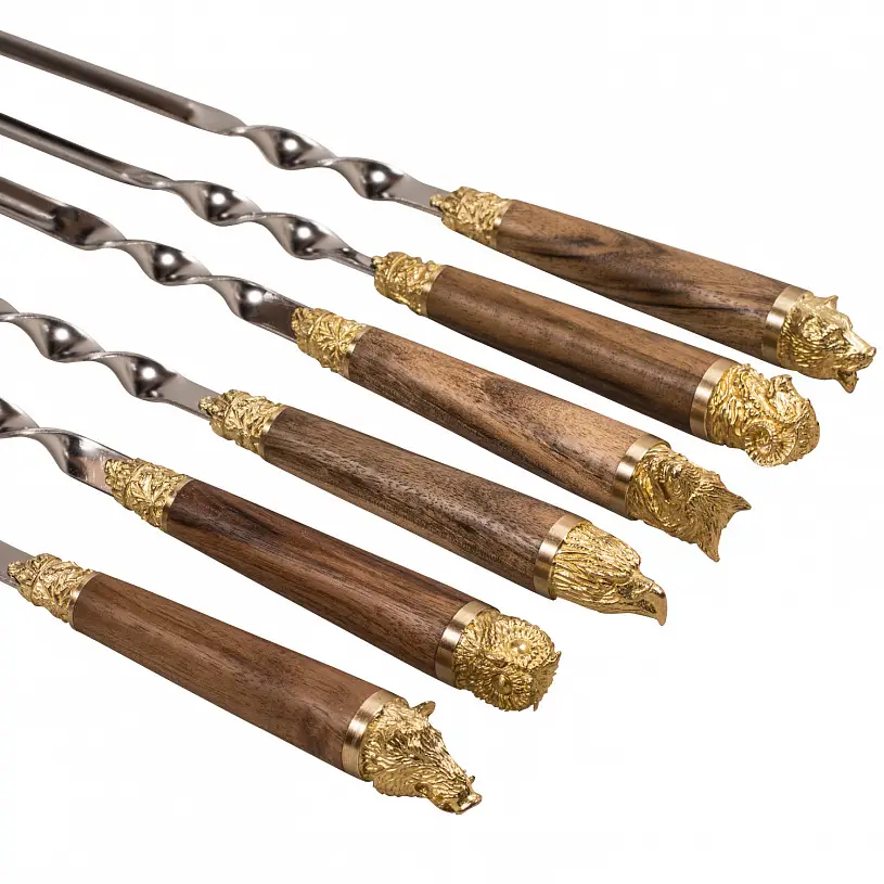 Шампура подарочные в колчане из натуральной кожи "Охота на уток"