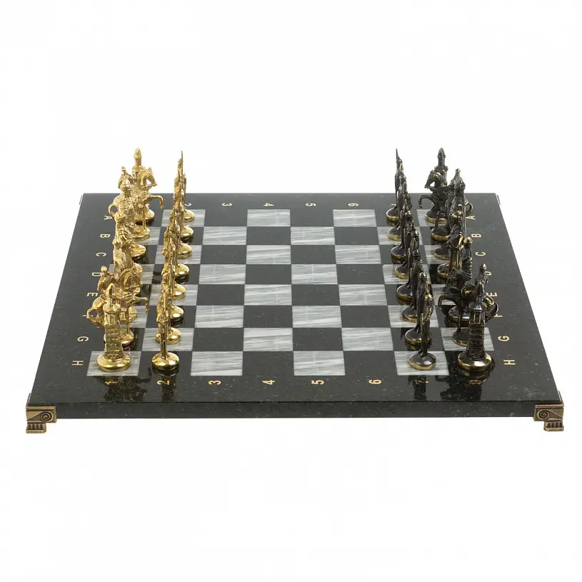 Шахматы ручной работы из мрамора "Русские"