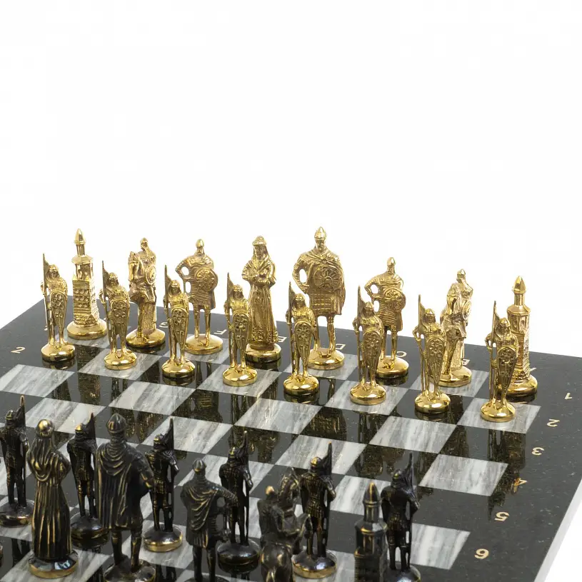 Шахматы ручной работы из мрамора "Русские"