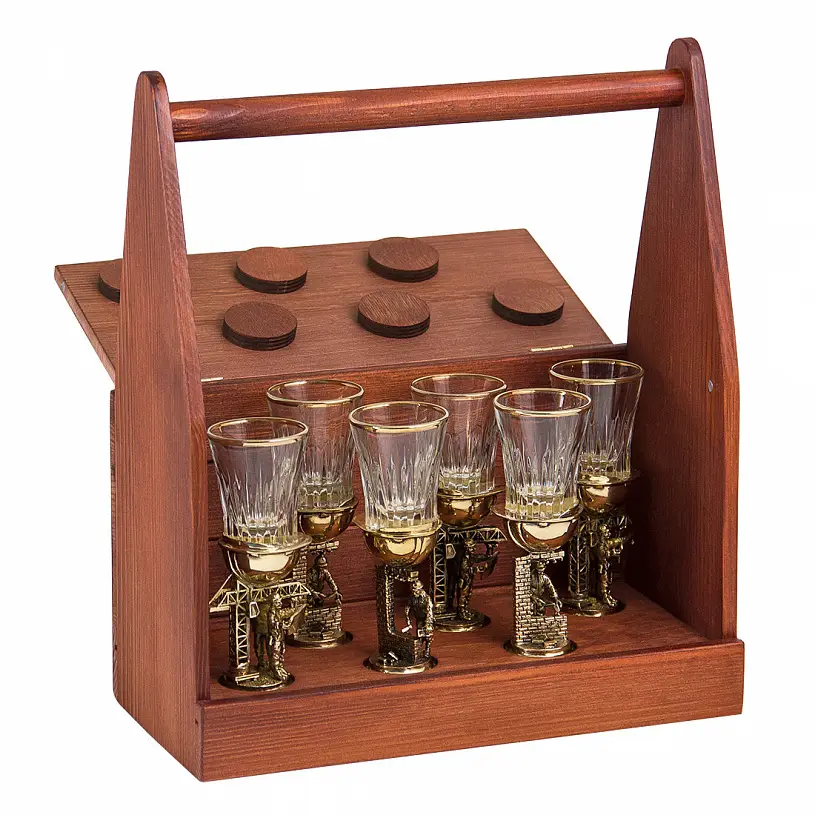 Набор из 6-ти стопок "Строительные" в деревянном ящике для инструментов 