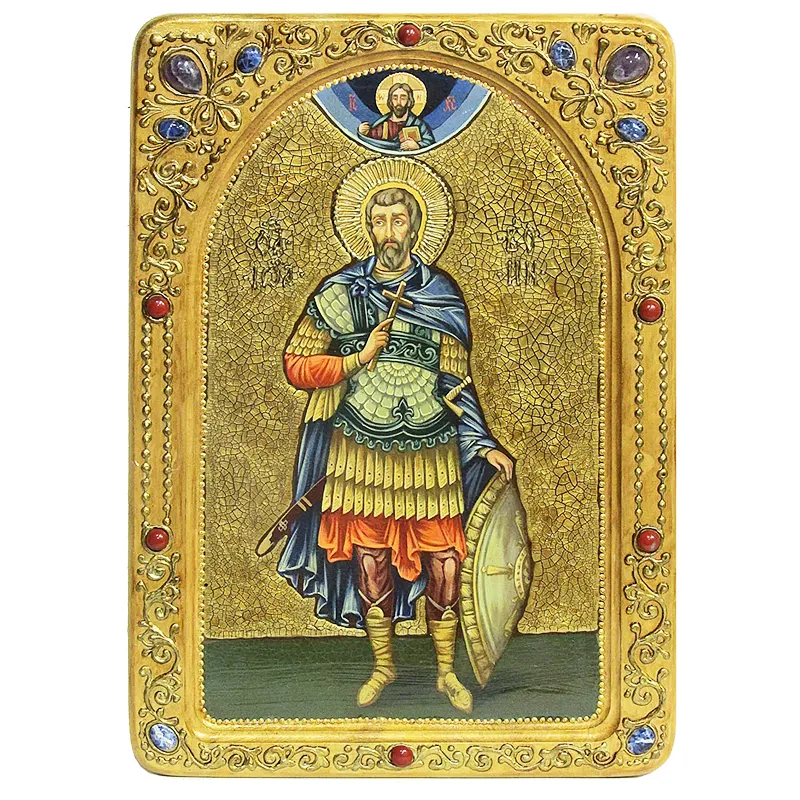 Икона живописная "Святой мученик Иоанн Воин" на кипарисе