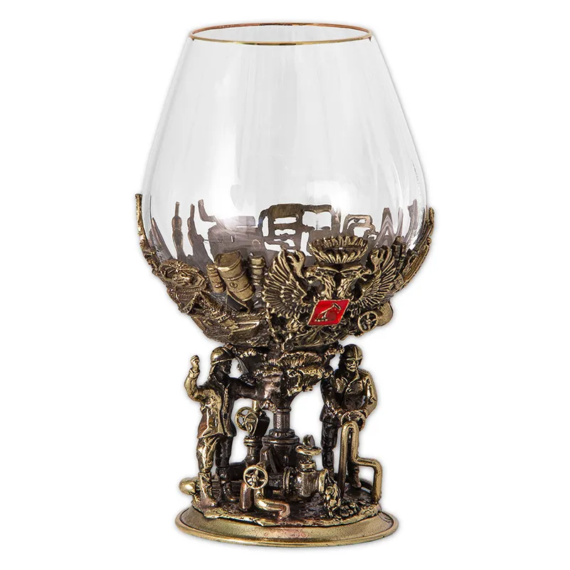 Набор нефтянику с бокалом для коньяка в футляре