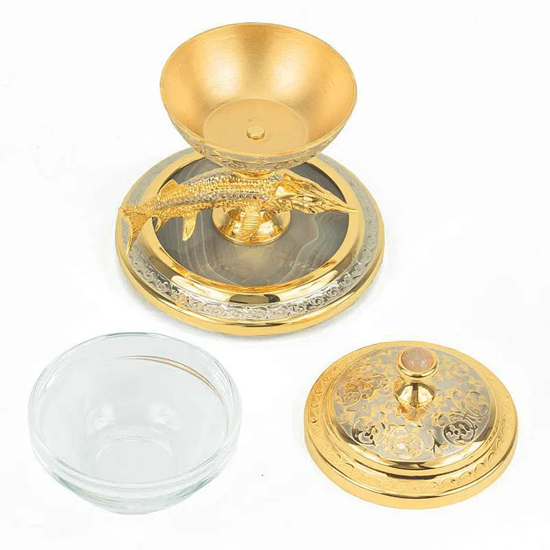 Икорница на агате "Стерлядь" Златоуст