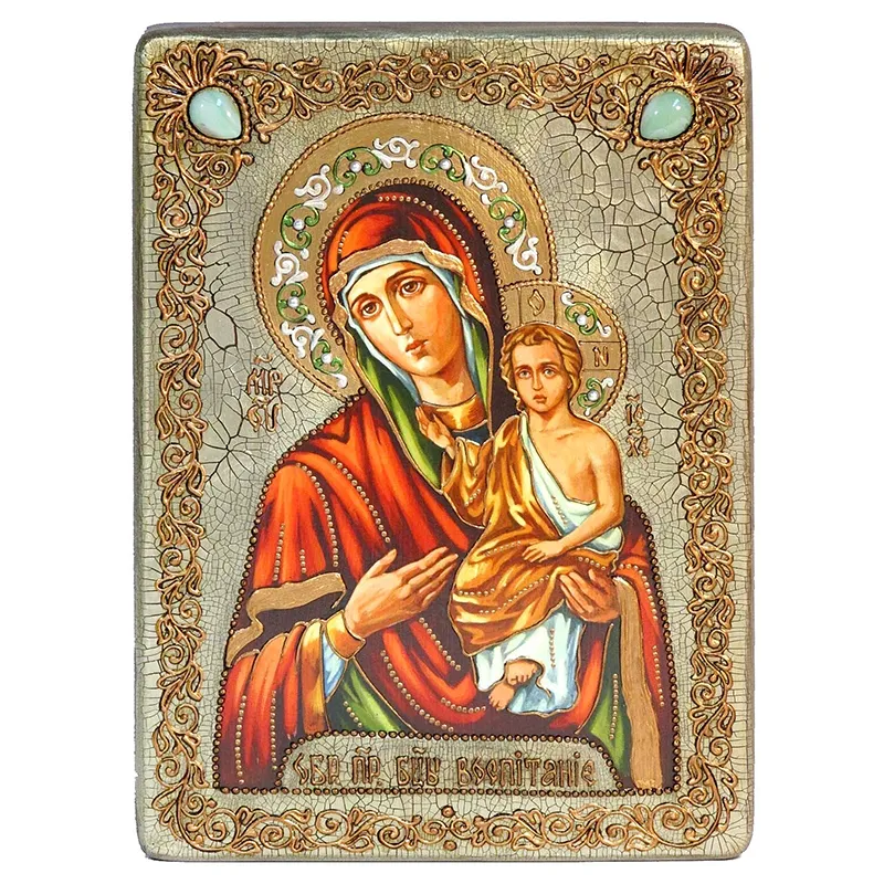 Икона подарочная "Пресвятой Богородицы "Воспитание" на мореном дубе