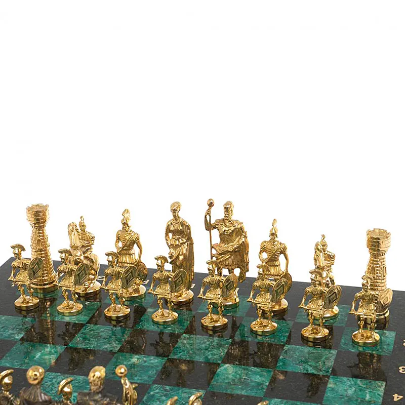 Шахматы подарочные из змеевика "Римляне" 