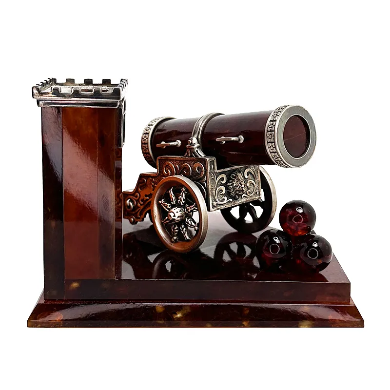 Настольный набор из янтаря "Пушка"