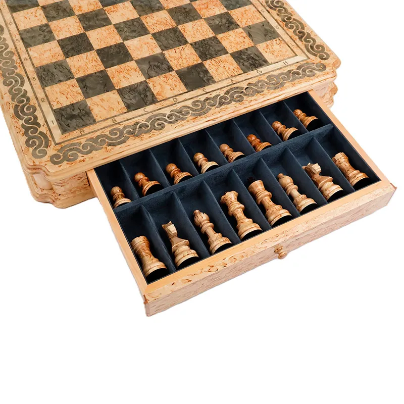 Шахматы из карельской березы "Орнамент"