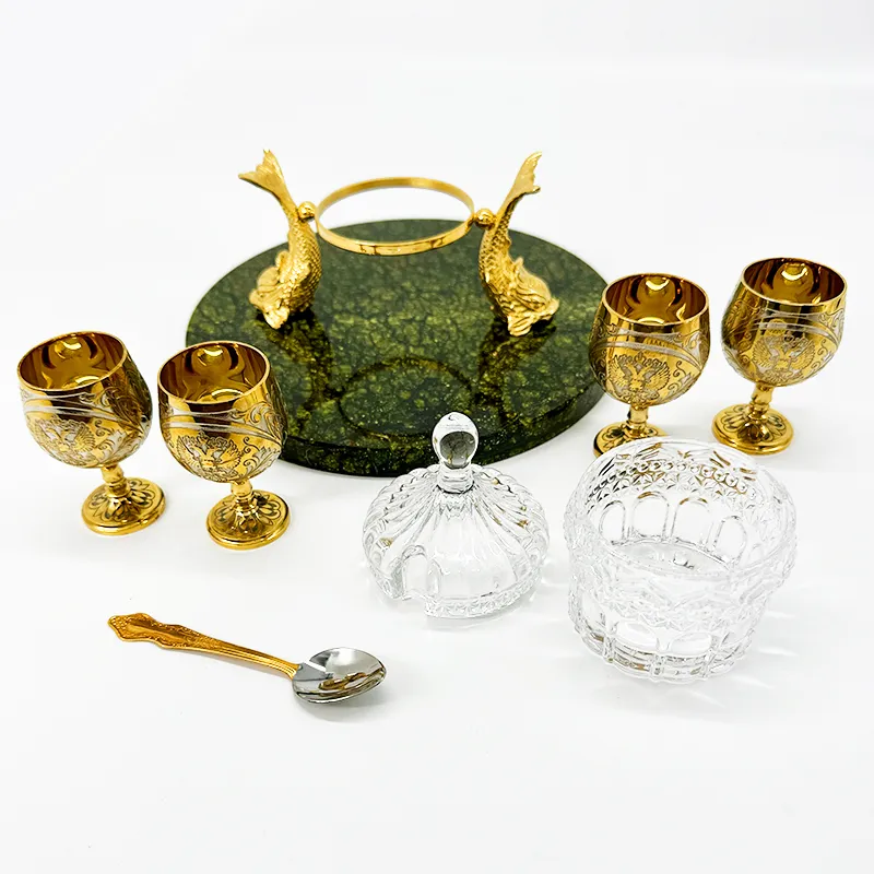 Икорница на камне с рюмками "Эстет" Златоуст