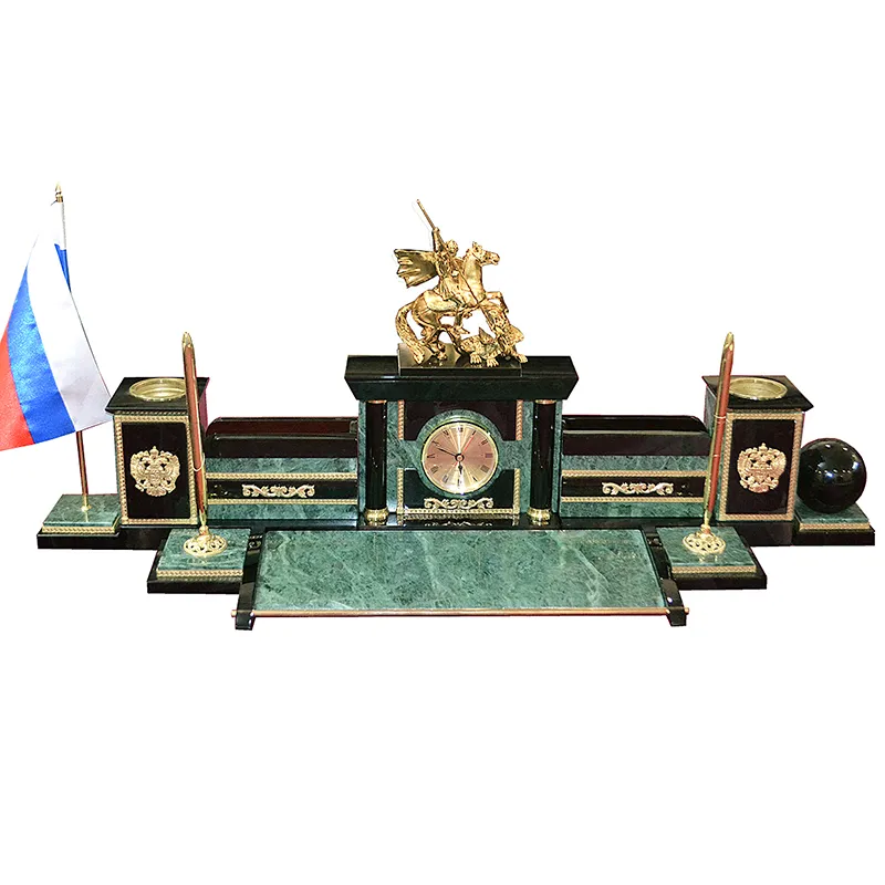 Настольный набор руководителя из мрамора "Георгий Победоносец"