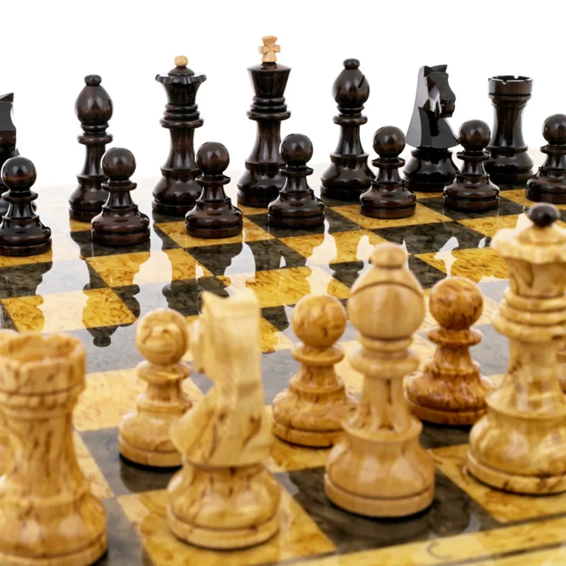 Шахматы из карельской березы "Орнамент"