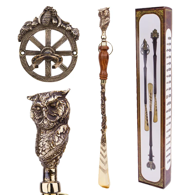 Ложка для обуви с деревянной ручкой "Сова" 