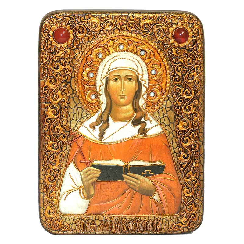 Икона подарочная "Святая мученица Валентина Кесарийская" на мореном дубе