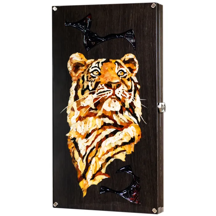 Нарды из мореного дуба и янтаря "Тигр"