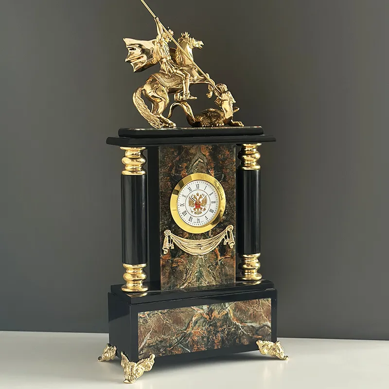 Каминные часы из бронзы "Георгий Победоносец"