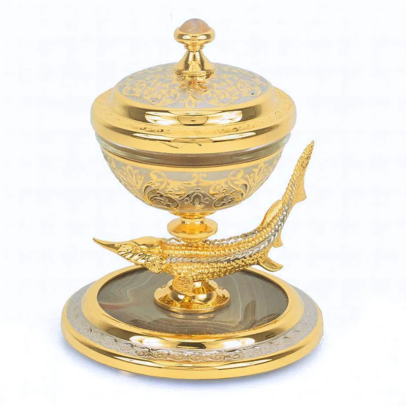 Икорница на агате "Стерлядь" Златоуст