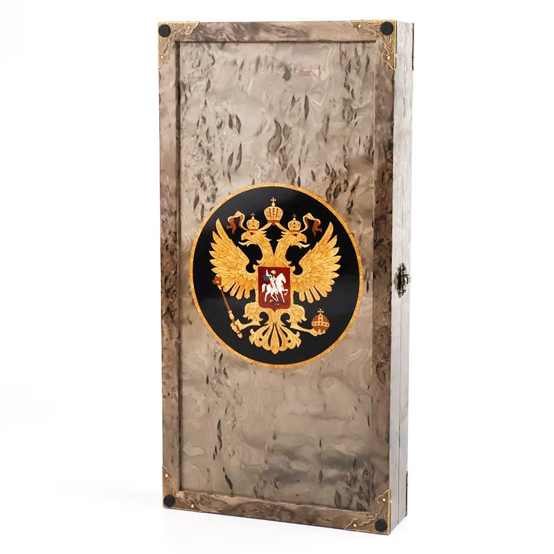 Нарды подарочные из карельской березы "Герб России"