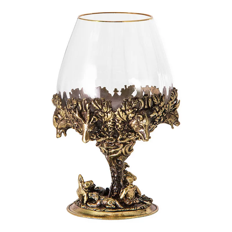 Набор из 6-ти бокалов для коньяка на подставке "Охота" 