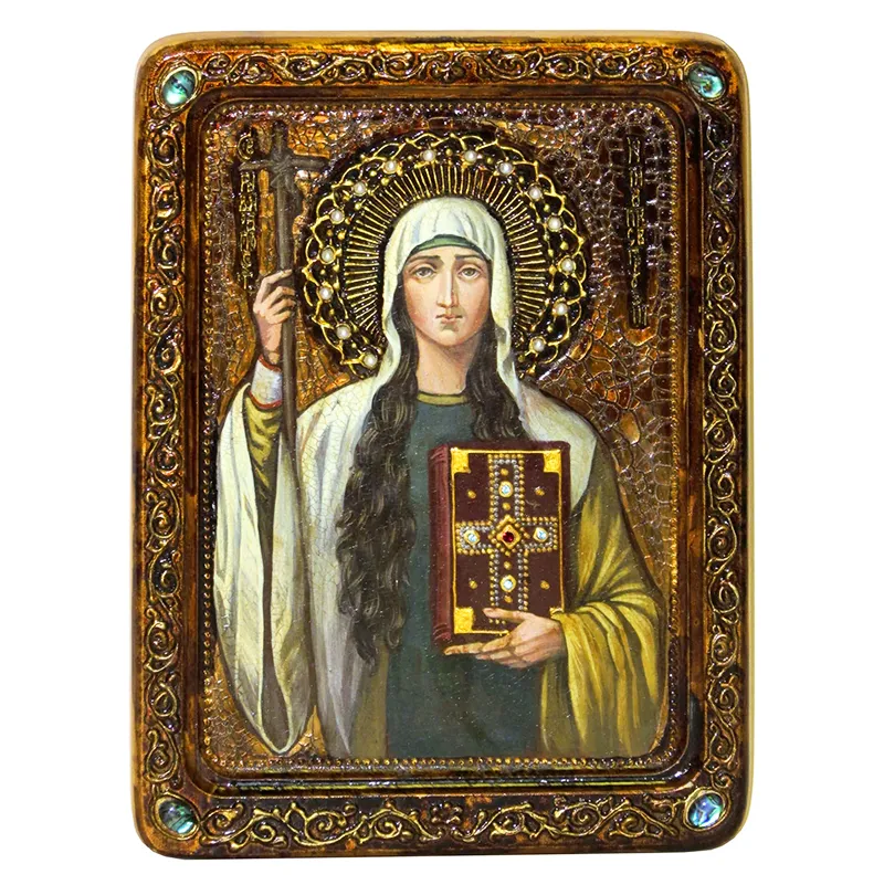 Живописная икона Святая Равноапостольная Нина, просветительница Грузии на кипарисе