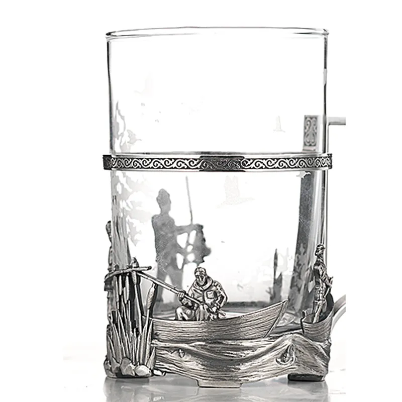 Серебряный подстаканник "Рыбалка"