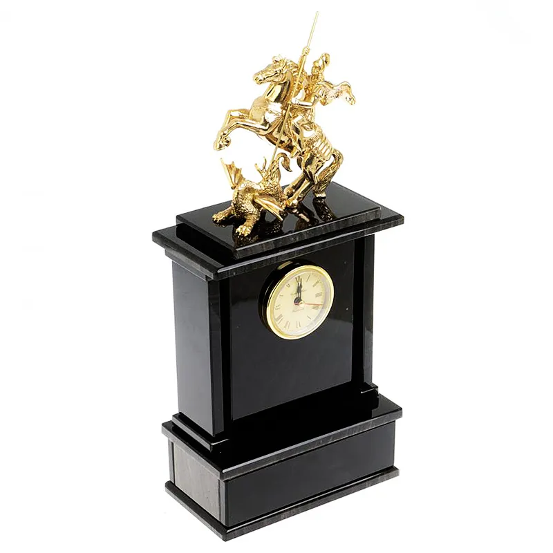 Настольные часы из обсидиана "Георгий Победоносец" 